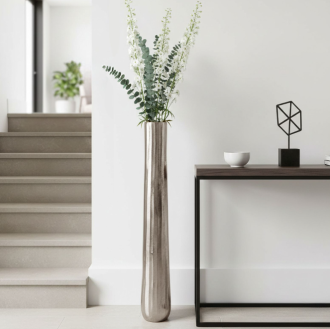 ETCHED FLOOR VASE MTL SILV 122(CM)