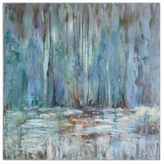 BLUE WATERFALL PAINTD CANVAS 102*102(CM)