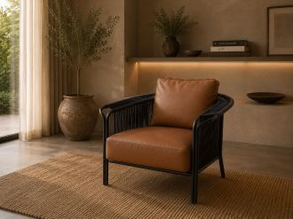 LEISURE CHAIR ORANGE LTHR 92*83*65(CM)