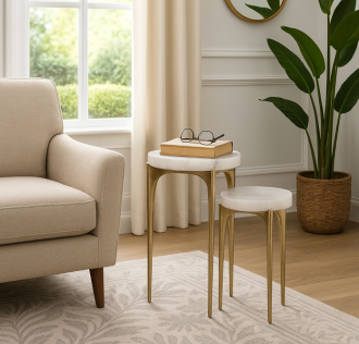 CANDO ACCENT TABLE WHT (S/2) 61/51(CM)