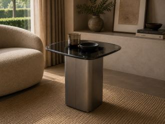 SIDE TABLE GRAY GLASS 48*48*50(CM)
